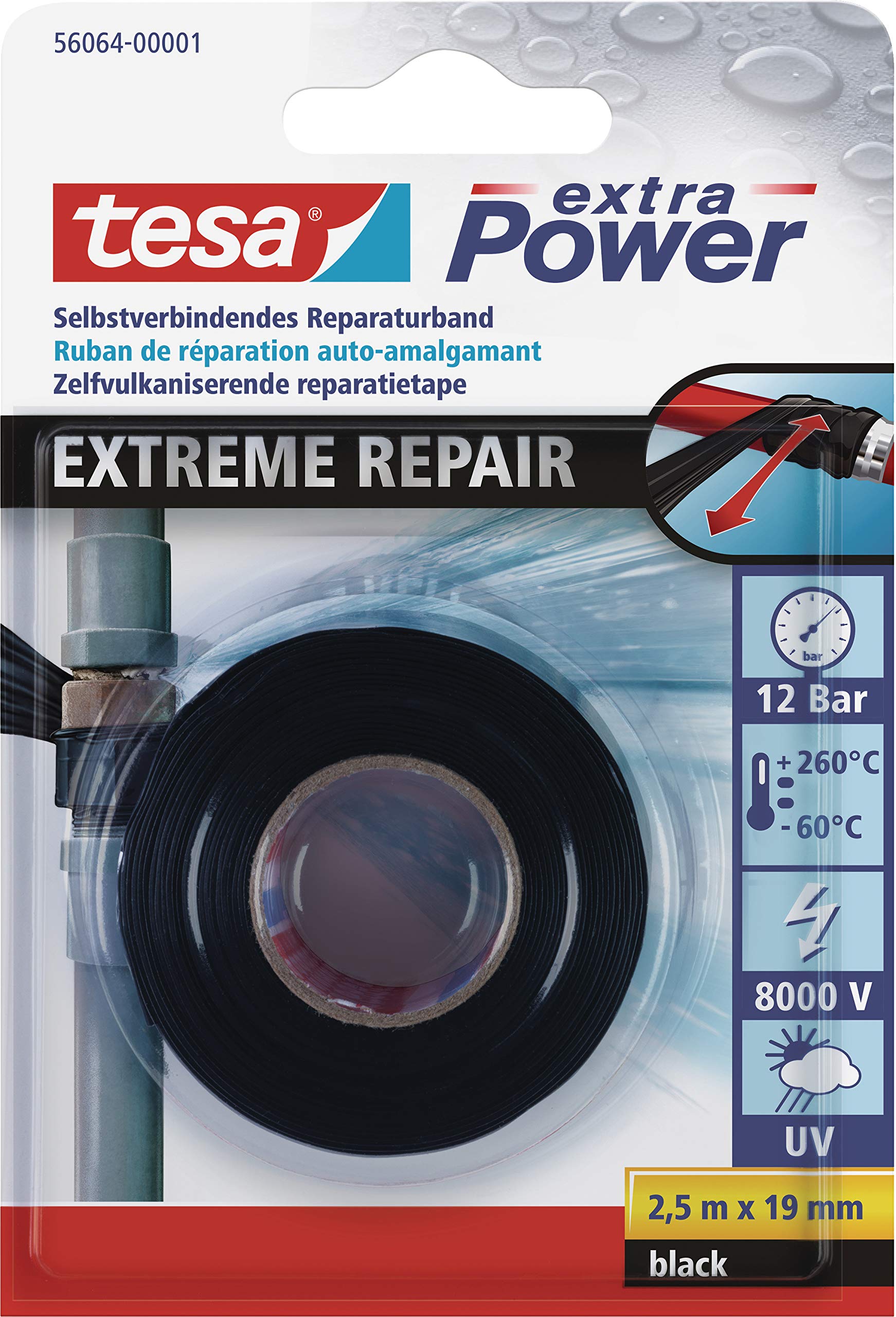 Amazon.com: tesa 56064-00001-00 Self Fusing Repair Tape, Black